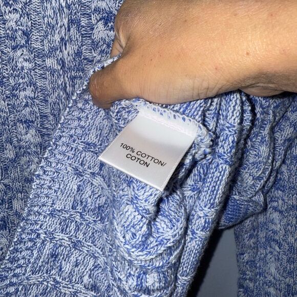 Cotton Country by Parkhurst Blue & White 100% cotton zip up sweater size M EUC - Picture 4 of 6